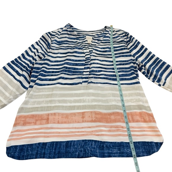Chico’s Distressed Stripe Tunic Blouse Multicolor Size 2 Medium - Picture 9 of 14